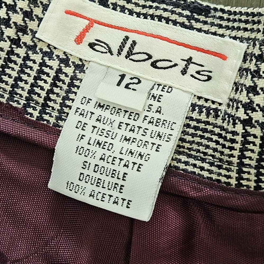 Vtg Talbots Women's Glen Check Plaid Wool Pants Pleated High Waisted Academia - Picture 7 of 8